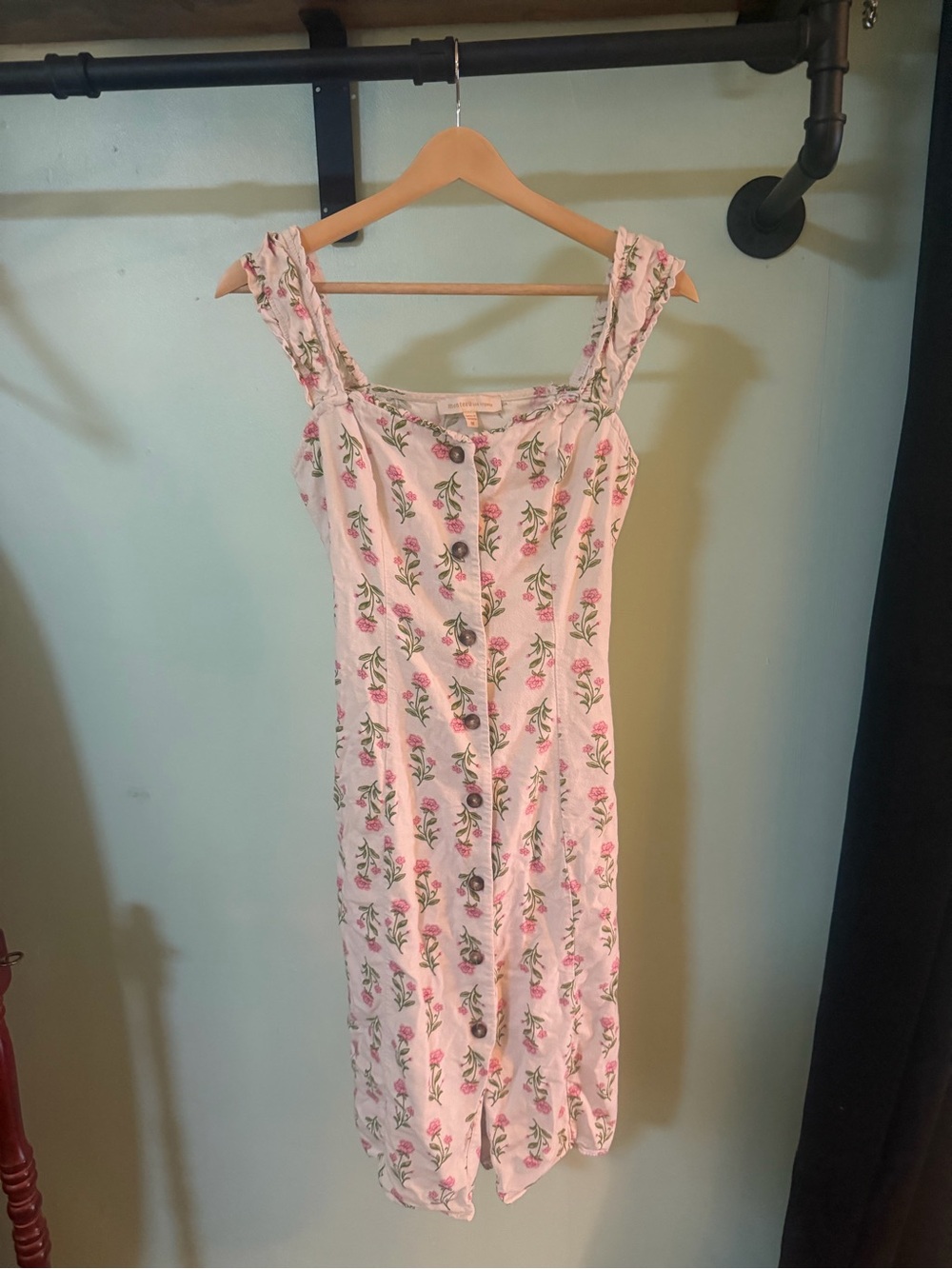 Floral Button-Front Pink Sundress
